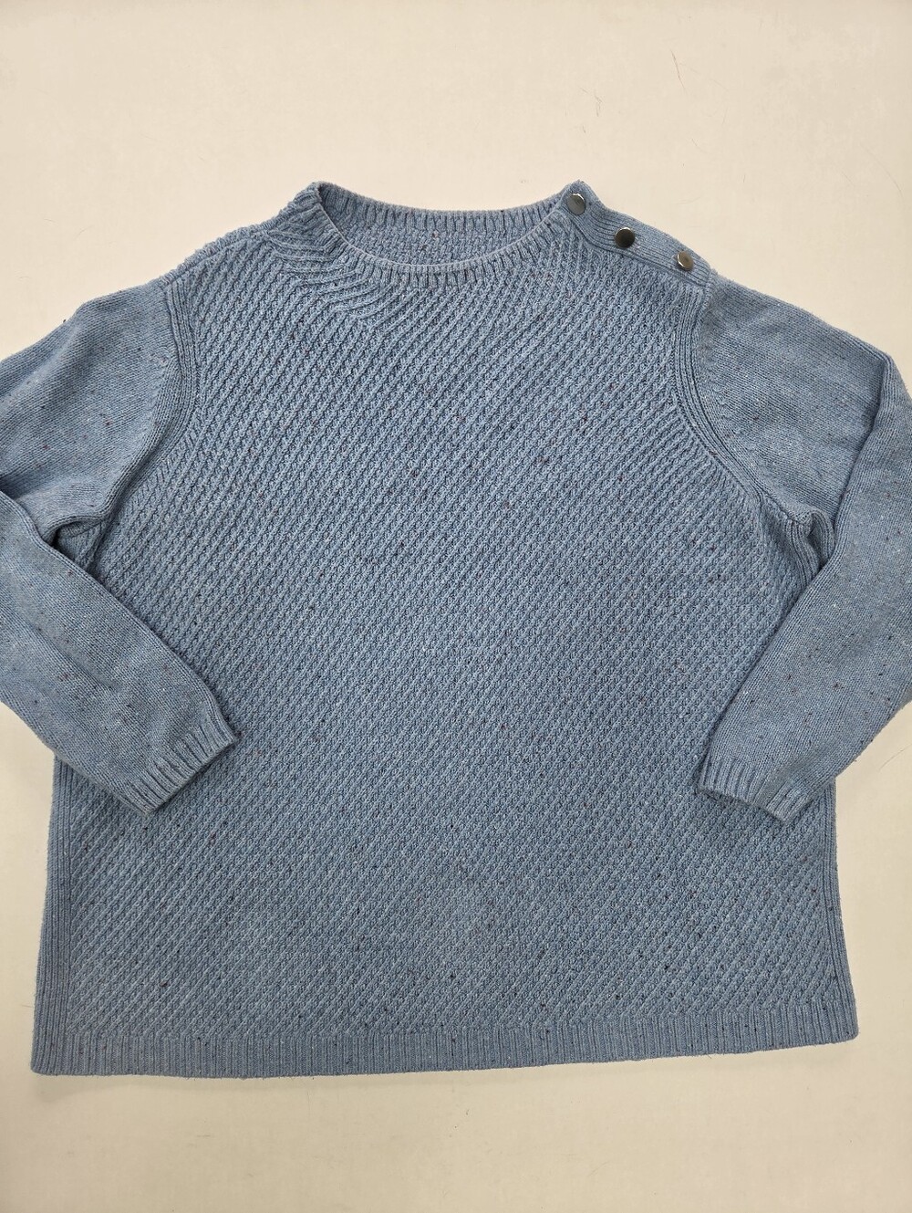 Talbots Petites mockneck cotton blend blue cable knit pullover sweater 2Xp